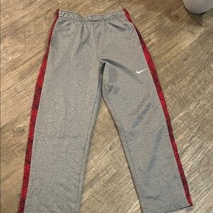 Nike Kids Gray Joggers with Red Accents